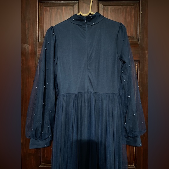 Beaded Blue Tulle Ball Gown - Picture 6 of 9